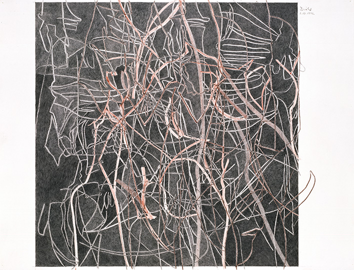 1.10.1992, Bleistift und Buntstift auf Papier, 77 × 112 cm, 1992